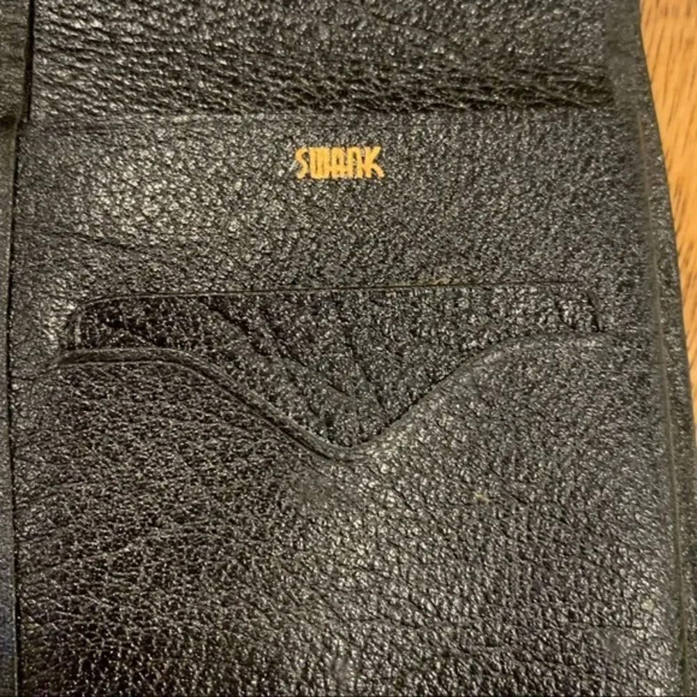 NWOT Swank Genuine Cowhide Black‎ Leather Bifold Wallet